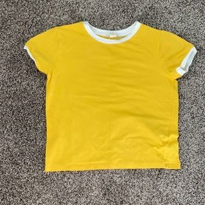 Forever 21 girls yellow and white crop top
